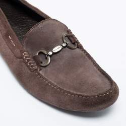 Pre Owned Dolce & Gabbana Brown Suede Boat Loafers Size 44