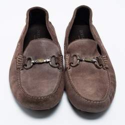 Pre Owned Dolce & Gabbana Brown Suede Boat Loafers Size 44