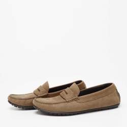 مملوكة مسبقًا Dolce & Gabbana Light Brown Nubuck Leather Loafers Size 40