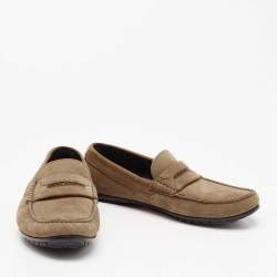 مملوكة مسبقًا Dolce & Gabbana Light Brown Nubuck Leather Loafers Size 40