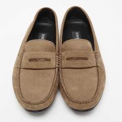 مملوكة مسبقًا Dolce & Gabbana Light Brown Nubuck Leather Loafers Size 40
