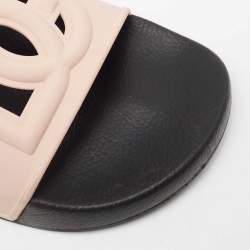 Pre Owned Dolce & Gabbana Pink Rubber Cut-out logo Slides Sandals Size 40 