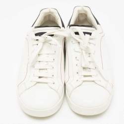 Pre Owned حذاء رياضي دولتشي أند غابانا بورتوفينو جلد نابا أبيض/ أسود مقاس 44