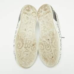 Pre Owned حذاء رياضي دولتشي أند غابانا بورتوفينو جلد أسود/ أبيض مقاس 44