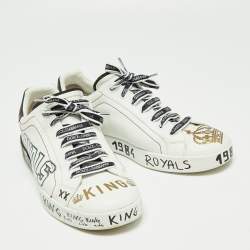 Pre Owned حذاء رياضي دولتشي أند غابانا بورتوفينو جلد أسود/ أبيض مقاس 44