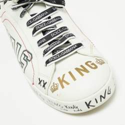 Pre Owned حذاء رياضي دولتشي أند غابانا بورتوفينو جلد أسود/ أبيض مقاس 44