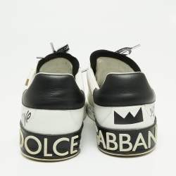 Pre Owned حذاء رياضي دولتشي أند غابانا بورتوفينو جلد أسود/ أبيض مقاس 44