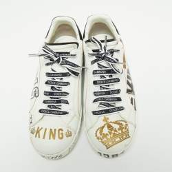 Pre Owned حذاء رياضي دولتشي أ ند غابانا بورتوفينو جلد أسود/ أبيض مقاس 44