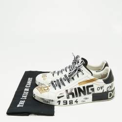 Pre Owned حذاء رياضي دولتشي أند غابانا بورتوفينو جلد أسود/ أبيض مقاس 44