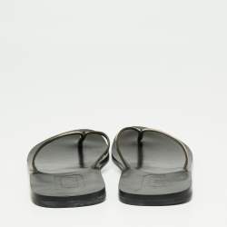 Dolce & Gabbana Brown Patent Leather Flat Sandals Size 40.5