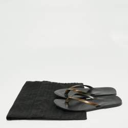 Dolce & Gabbana Brown Patent Leather Flat Sandals Size 40.5