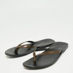Dolce & Gabbana Brown Patent Leather Flat Sandals Size 40.5