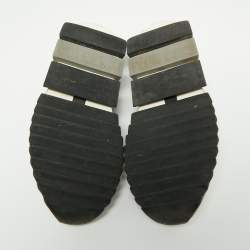 Pre Owned Dolce & Gabbana White/Black Knit Fabric Logo Sorrento Slip On Sneakers Size 41 