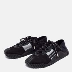 مملوكة مسبقًا Dolce & Gabbana Black Mesh And Leather Low Top Sneakers Size 44