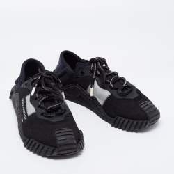 مملوكة مسبقًا Dolce & Gabbana Black Mesh And Leather Low Top Sneakers Size 44