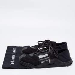 مملوكة مسبقًا Dolce & Gabbana Black Mesh And Leather Low Top Sneakers Size 44