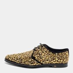 Dolce & Gabbana Black Suede Crystal Embellished Lace Up Derby Size 42