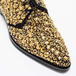 Dolce & Gabbana Black Suede Crystal Embellished Lace Up Derby Size 42
