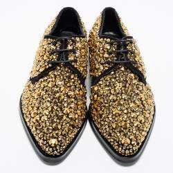 Dolce & Gabbana Black Suede Crystal Embellished Lace Up Derby Size 42