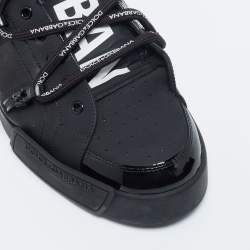 Pre Owned Dolce & Gabbana Black Rubber And Patent Leather Portofino Low Top Sneakers Size 45
