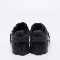 Pre Owned Dolce & Gabbana Black Rubber And Patent Leather Portofino Low Top Sneakers Size 45
