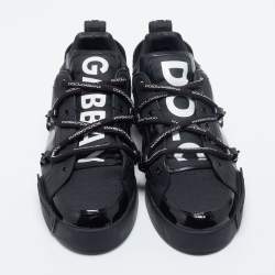 Pre Owned Dolce & Gabbana Black Rubber And Patent Leather Portofino Low Top Sneakers Size 45