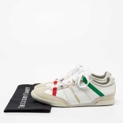 Pre Owned Dolce & Gabbana White/Grey Leather And Suede Low Top Sneakers Size 40.5