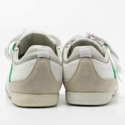 Pre Owned Dolce & Gabbana White/Grey Leather And Suede Low Top Sneakers Size 40.5