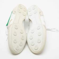 Pre Owned Dolce & Gabbana White/Grey Leather And Suede Low Top Sneakers Size 40.5