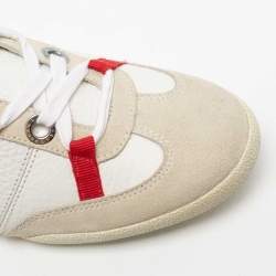 Pre Owned Dolce & Gabbana White/Grey Leather And Suede Low Top Sneakers Size 40.5