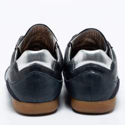 Dolce & Gabbana Navy Blue Leather And Suede Low Top Sneakers Size 41