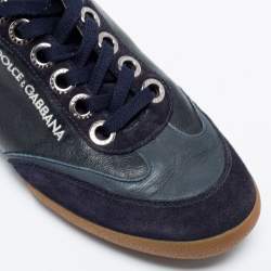 Dolce & Gabbana Navy Blue Leather And Suede Low Top Sneakers Size 41