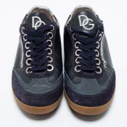 Dolce & Gabbana Navy Blue Leather And Suede Low Top Sneakers Size 41