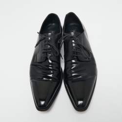 Dolce & Gabbana Black Patent Leather Pointed Toe Derby Size 42