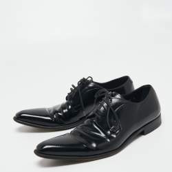 Dolce & Gabbana Black Patent Leather Pointed Toe Derby Size 42