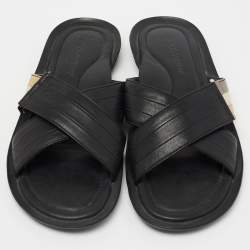 Dolce & Gabbana Black Leather Criss Cross Strap Flat Sandals Size 42 