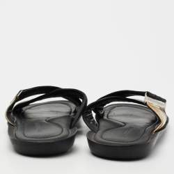 Dolce & Gabbana Black Leather Criss Cross Strap Flat Sandals Size 42 
