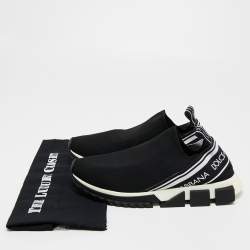مملوكة مسبقًا Dolce & Gabbana Black/White Knit Fabric Sorrento Sneakers Size 43.5