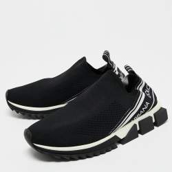 مملوكة مسبقًا Dolce & Gabbana Black/White Knit Fabric Sorrento Sneakers Size 43.5
