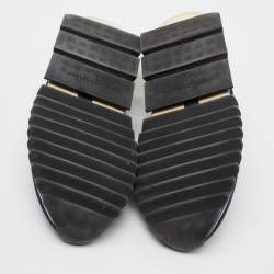 Pre Owned Dolce & Gabbana Blue/Black Knit Fabric Sorrento Slip On Sneakers Size 43