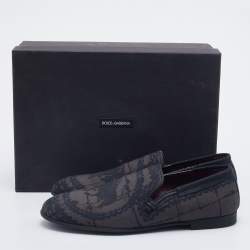 Pre Owned Dolce & Gabbana Grey Printed Canvas Smoking Slippers Size 43