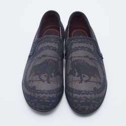 Pre Owned Dolce & Gabbana Grey Printed Canvas Smoking Slippers Size 43