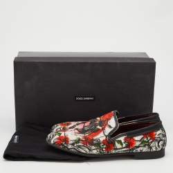 Pre Owned Dolce & Gabbana Multicolor Printed Canvas And Leather Amalfi Smoking Slippers Size 43