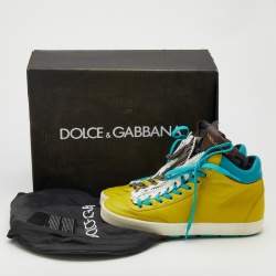 مملوكة مسبقًا Dolce & Gabbana Yellow/Blue Leather High Top Sneakers Size 43