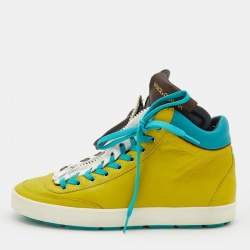 مملوكة مسبقًا Dolce & Gabbana Yellow/Blue Leather High Top Sneakers Size 43