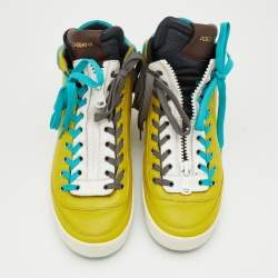 مملوكة مسبقًا Dolce & Gabbana Yellow/Blue Leather High Top Sneakers Size 43