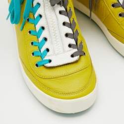 مملوكة مسبقًا Dolce & Gabbana Yellow/Blue Leather High Top Sneakers Size 43