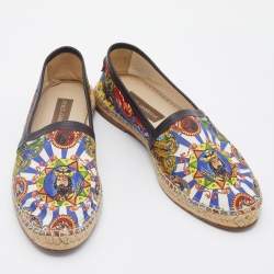 Pre Owned Dolce & Gabbana Multicolor Printed Canvas Slip On Espadrilles Size 43
