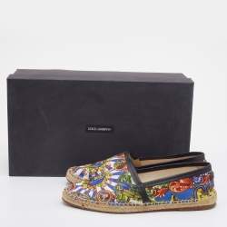 Pre Owned Dolce & Gabbana Multicolor Printed Canvas Slip On Espadrilles Size 43