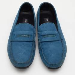 Pre Owned حذاء لوفرز دولتشي آند غابانا بيني سليب أون جلد نوبوك أزرق مقاس 42